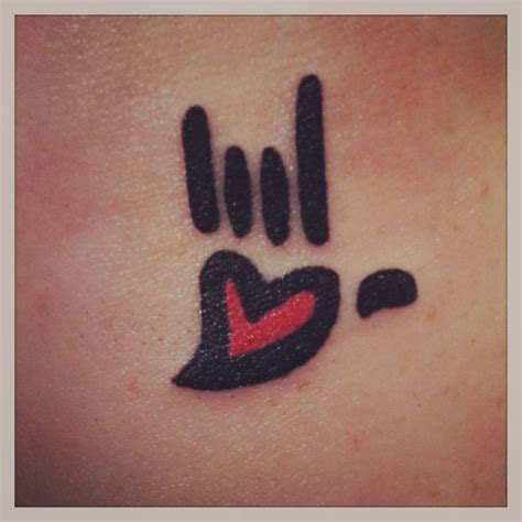 Red And Black Ink I Love You Symbol Tattoo