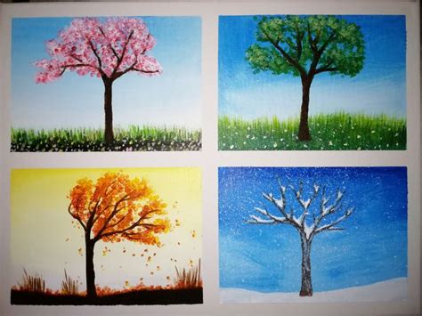 One Tree Four Seasons Stavy Gr Paintings And Prints Flowers Plants