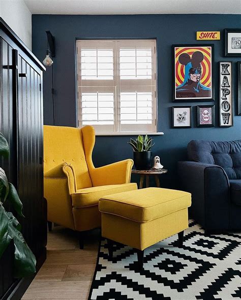 Farrow And Ball Stiffkey Blue Dark Blue Living Room Yellow Living