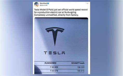 Elon Musk Says Tesla Model S Plaid Set Speed Record Beating Porsche