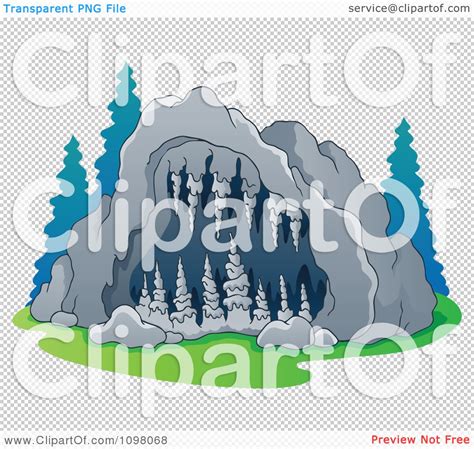 Clipart Exterior View Of A Cave Entrance With Formations Royalty Free