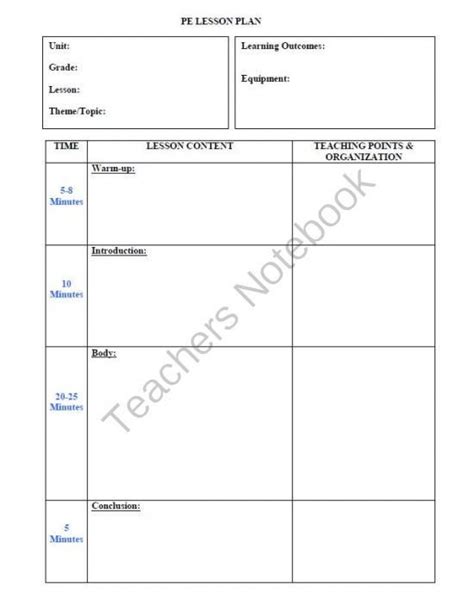 20 3 Part Lesson Plan Template