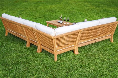 5 Pc Sectional Sofa Set Teakwood Teak Wood Garden Indoor Outdoor Patio