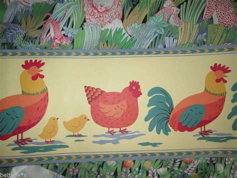 Laura Ashley Bold Chickens Hens Wallpaper Border Opened But Unused 10