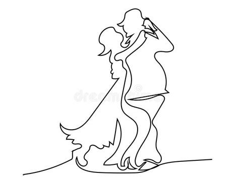 Continuous Line Drawing Dancing Couple Stock Illustrations 146
