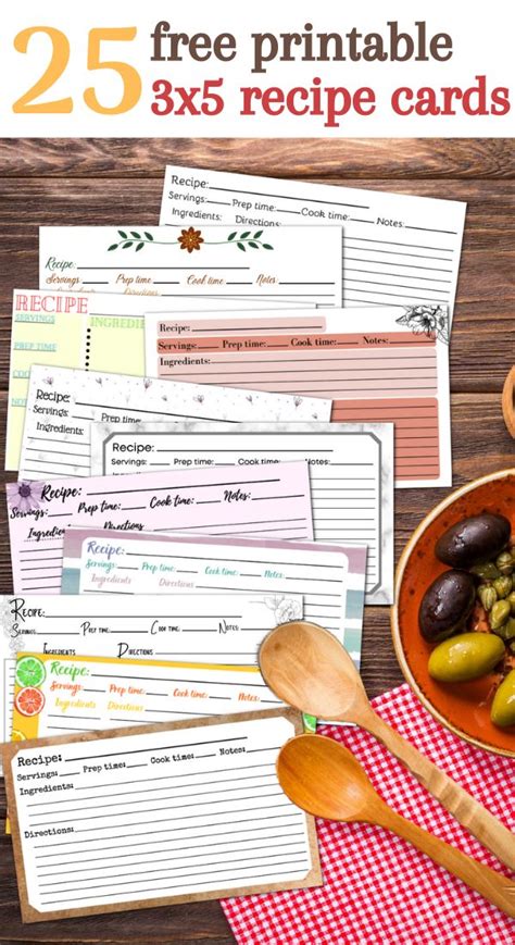 Free Printable Recipe Cards Templates 3x5 Recipe Cards Diy Recipe