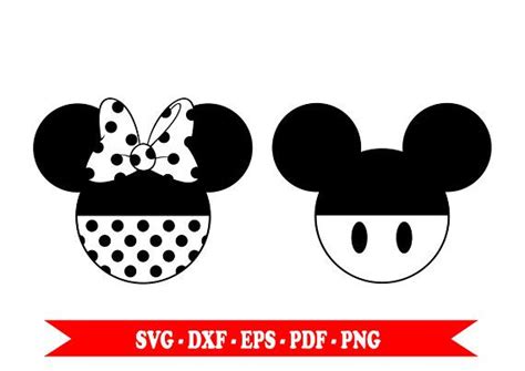 Mickey Mouse And Minnie Mouse Svg Silhouette Head Clip Art In Digital