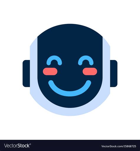Robot Face Icon Smiling Blushed Face Emotion Vector Image