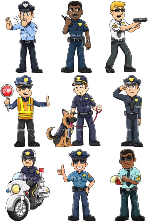 Friendly Black Police Officer Cartoon Vector Clipart Friendlystock