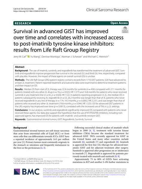 Pdf Survival In Advanced Gist Has Improved Over Time And Correlates