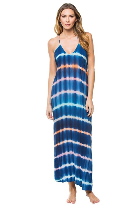 Long Tie Dye Maxi Dress With Draped Racerback Detail Tie Dye Maxi