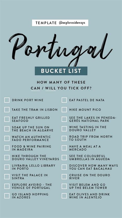 Portugal Bucket List Instagram Story Template Instagram Story