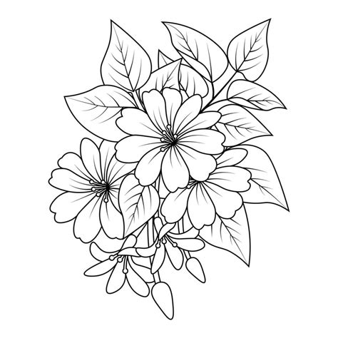 Flower Coloring Page Of Black And White Outline Clipart For Printing