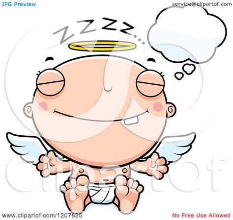 Cartoon Of A Dreaming Baby Infant Angel Royalty Free