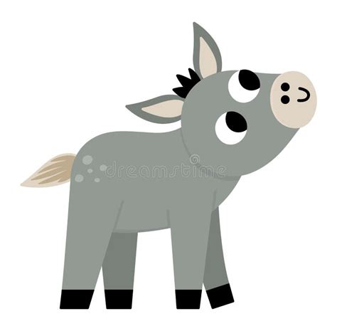 Vector Little Donkey Icon Cute Cartoon Foal Illustration For Kids