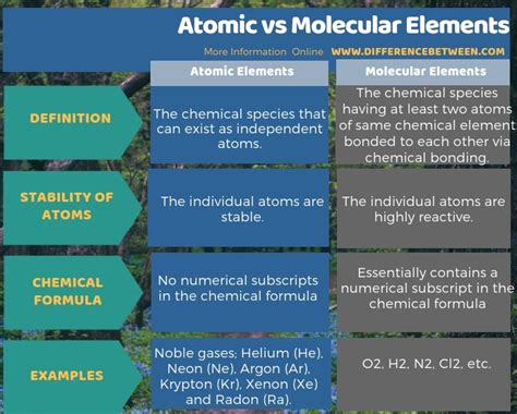 Difference Between Atomic And Molecular Elements Compare The