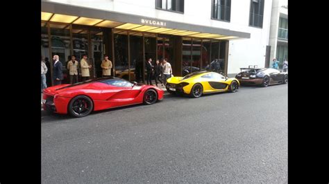 Epic Lineup Ferrari La Ferrari Mclaren P1 And Bugatti Veyron Vitesse