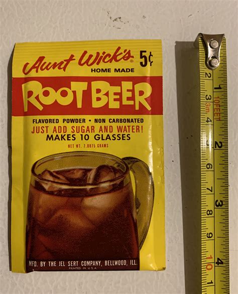 Vintage 1960s Aunt Wicks Root Beer Drink Mix Packet Nos Full Unopened