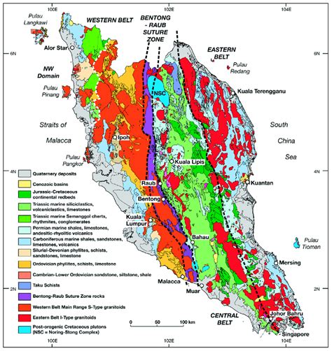 Simplified Geological Formations Of Peninsular Malaysia Modified From