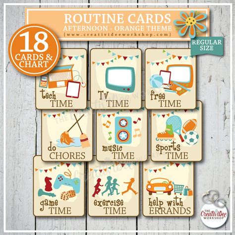 Printable Afternoon Routine Cards For Children Orange 18 Etsy