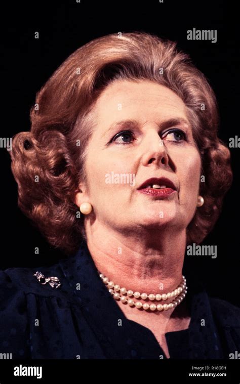 Margaret Thatcher British Prime Minister Speaking At The Conservative