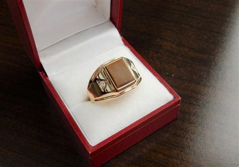 Vintage Brown Tiger Eye Ring Gold K Heavy Gold Pl Gem