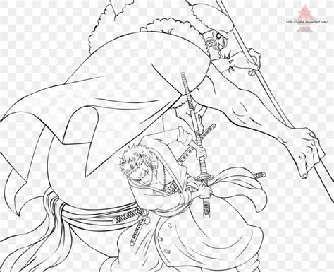 Roronoa Zoro Line Art Drawing One Piece Hody Jones Png 900x733px