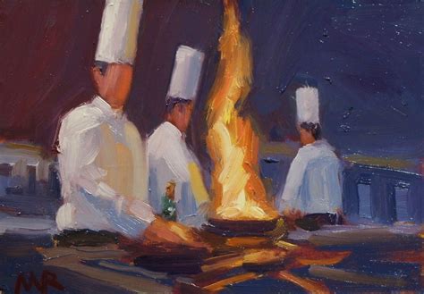 Mike Rooney Studios Painting A Day Kitchen Full Of Chefs 5x7