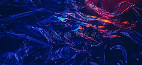 Dark Iridescent Transparent Plastic Texture With Colorful Light Stock