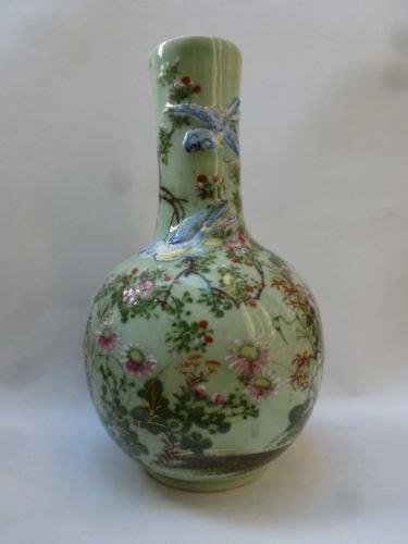Antique Late 19thc Japanese Seto Celadon Porcelain Vase Signed By