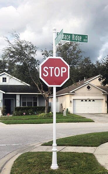 Custom Stop Sign Pole Assembly With White Finish Street Signs Street