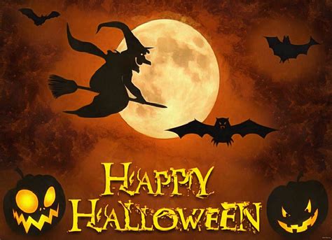 Happy Halloween Witch Night Lady Moon Magic Hat Dark Spooky