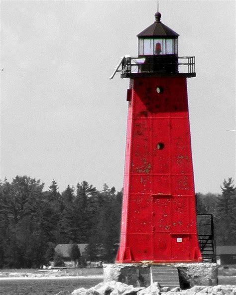 Manistique East Breakwater Light With Selective Color Photograph By