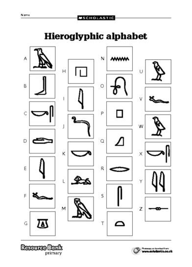 Ancient Egypt Hieroglyphic Alphabet Scholastic Shop
