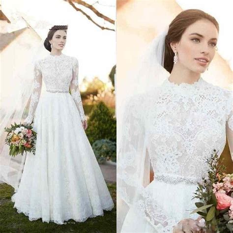 High Neck Vintage Lace Wedding Dresses 2017 Appliques