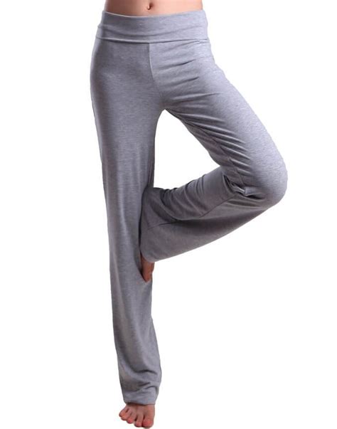 Hde Womens Fold Over Waist Yoga Lounge Pants Flare Leg Workout