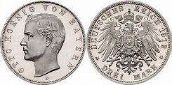 Prezzi Monete: 3 Mark Regno di Baviera (1806 - 1918) Argento 1908 ...