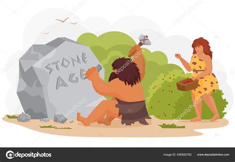 Prehistoric Ancient Primitive Cave Man And Woman Prehistoric Carving