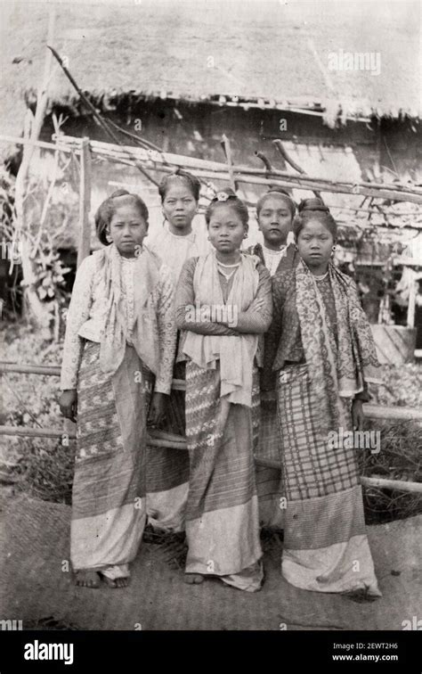 Vintage Late 19th Century Photograph Group Of Young Burmese Women