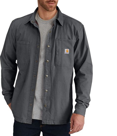 Carhartt Rugged Flex Rigby Fleece Lined Shirt Jacket In Gray For Men Lyst