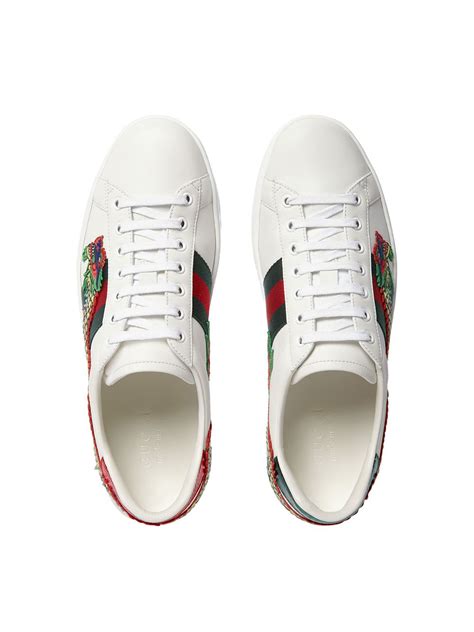 Gucci Dragon Ace Embroidered Leather Sneaker Farfetch