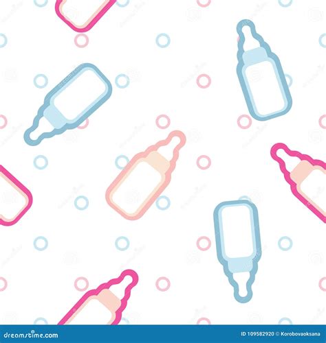 Seamless Background Pattern Baby Bottle Stock Illustration