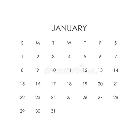 Calendar 2023 Template January 2023 Layout Printable Minimalist