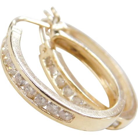 Vintage 14k Gold 50 Ctw Diamond Hoop Earrings From Arnoldjewelers On