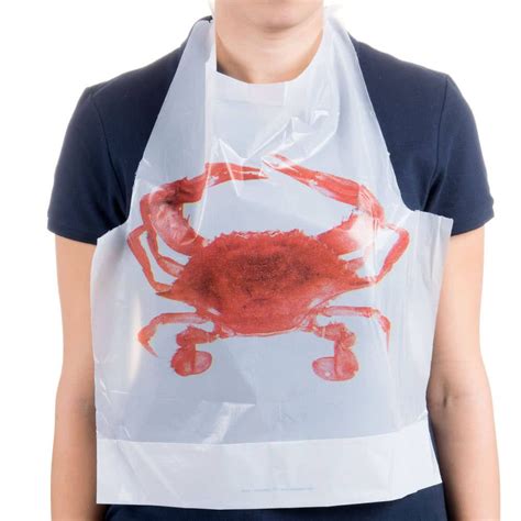 Pack Of 12 Disposable Adult Size Crab Bibs Poly Plastic