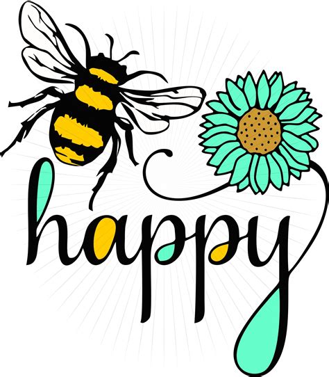 Bee Happy SVG Inspirational Design PNG Clipart digital for cut & print