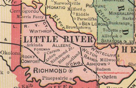 Little River County Arkansas 1898 Map Little River Arkansas Winthrop