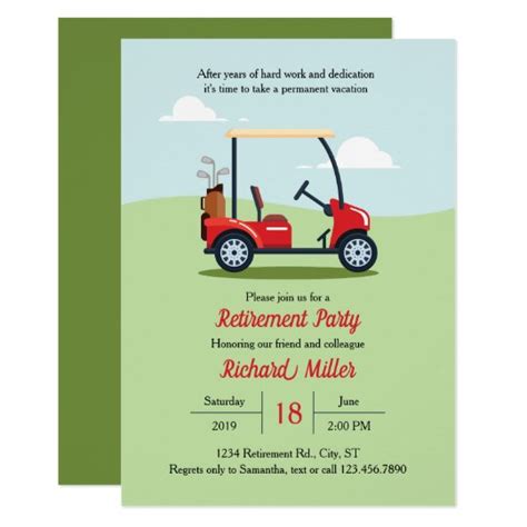 Golf Cart And Course Retirement Party Invitation