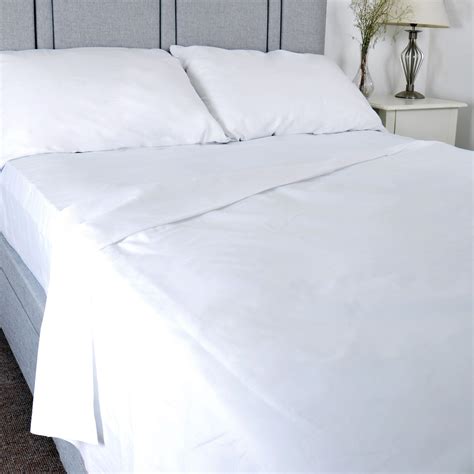 Luxury Pure 100 Cotton Flat Bed Sheet Hospital Quality Double 5055952487800 Ebay