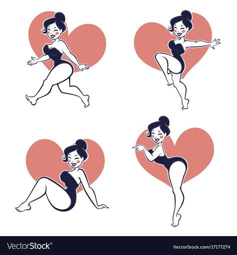 funny cartoon pinup girls in different poses vector image my xxx hot girl